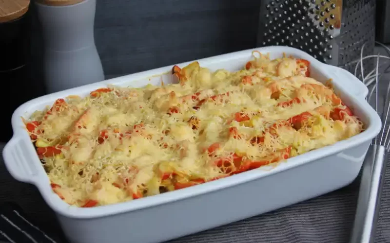 Budget bloemkool ovenschotel met paprika en aardappel