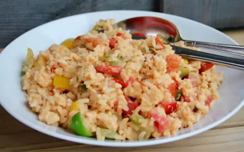 Rijst met paprika, tomaat en Marokkaanse kruiden