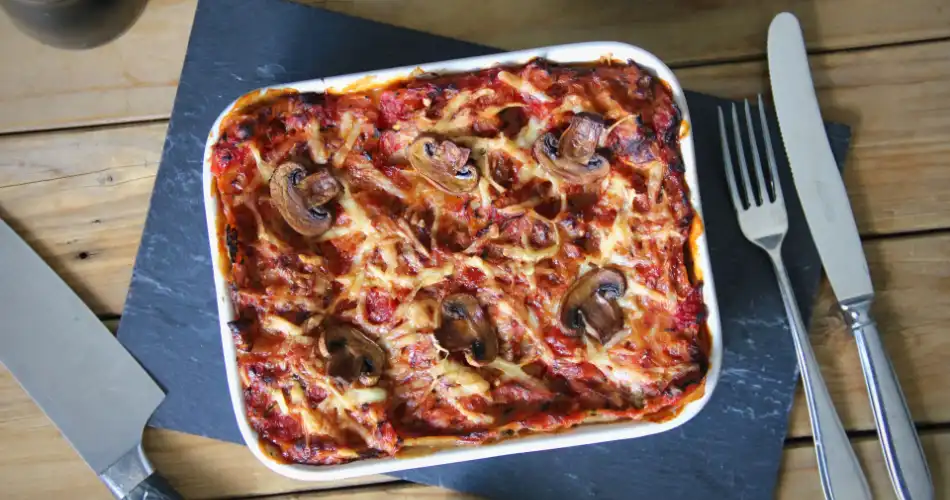 Airfryer lasagne met champignons en courgette 950x500